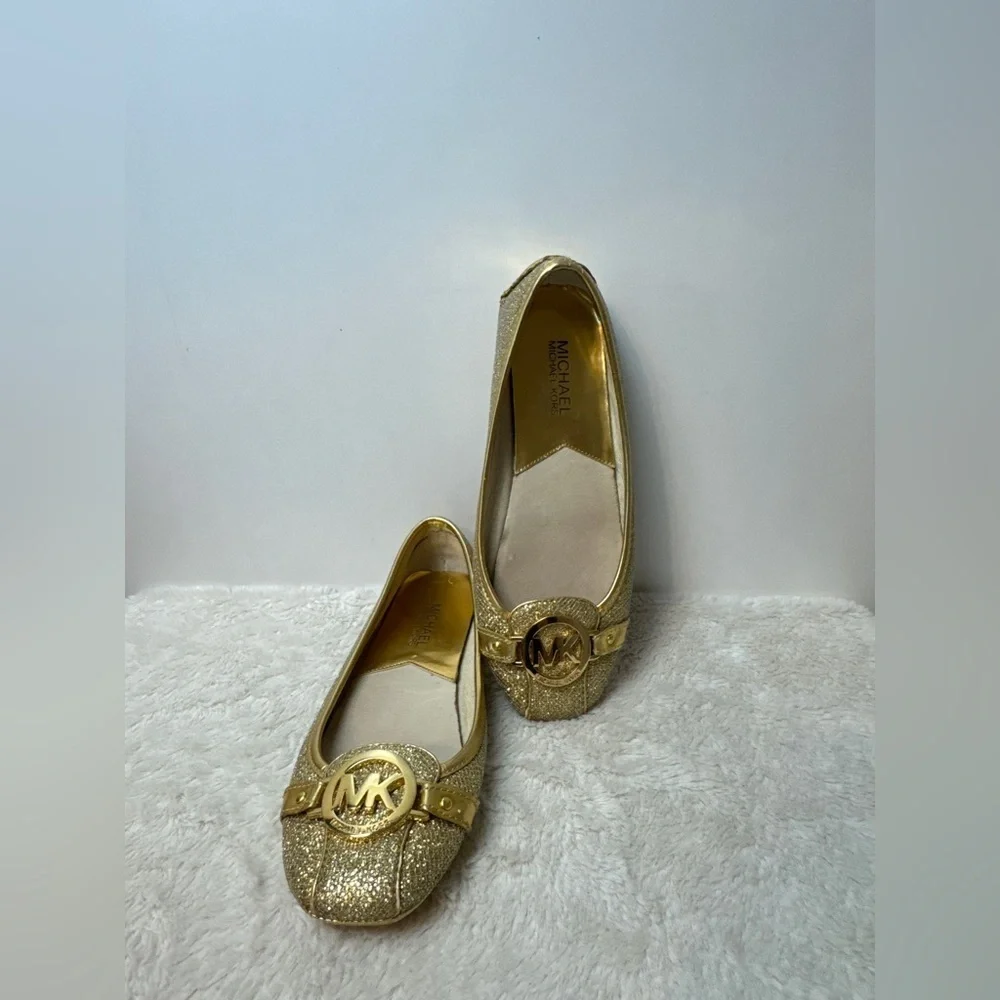 MICHAEL MICHAEL KORS Fulton Metallic Canvas & Leather Moccasin / Ballet flat.  7 - Picture 12 of 13